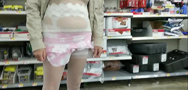 Wife in Walmart lifting skirt